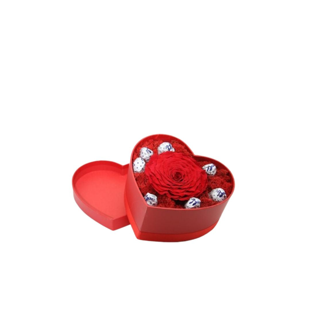 Rosaincuore Scatola con rosa rossa stabilizzata