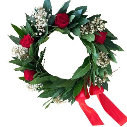 Corona di alloro per laurea Nebbiolina/Rose - L'Asso Dei Fiori